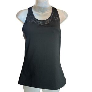 Athleta Black Racerback Workout Tank Top | Built-In Bra + Mesh Panels | …